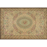 Antique French Aubusson Petit-Point Rug With Oval Floral Medallion - Rug & Kilim