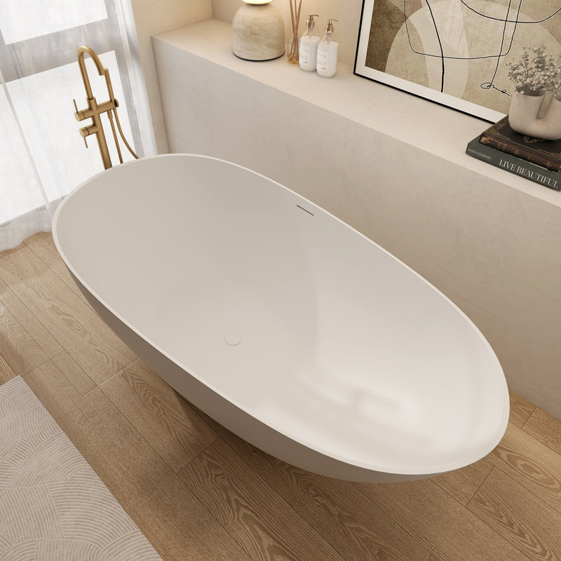 66.93“Free Standing Tub,Solid Surface Soaking Bathtub