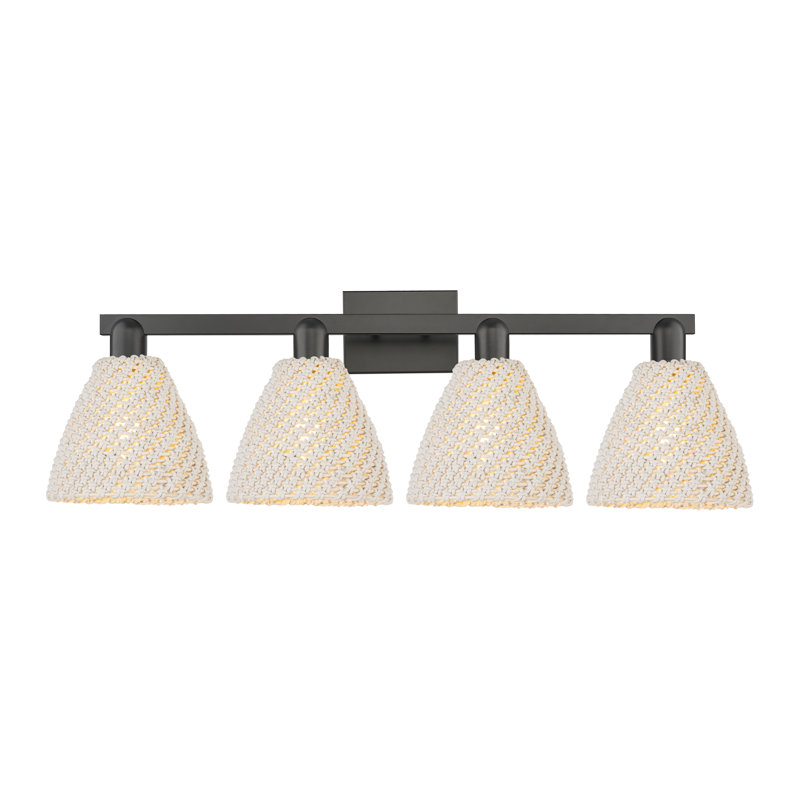 Éclairage pour meuble-lavabo avec abat-jour en fibres naturelles Ciesla, H 11,25 po x l 36 po x P 8,25 po, Noir mat