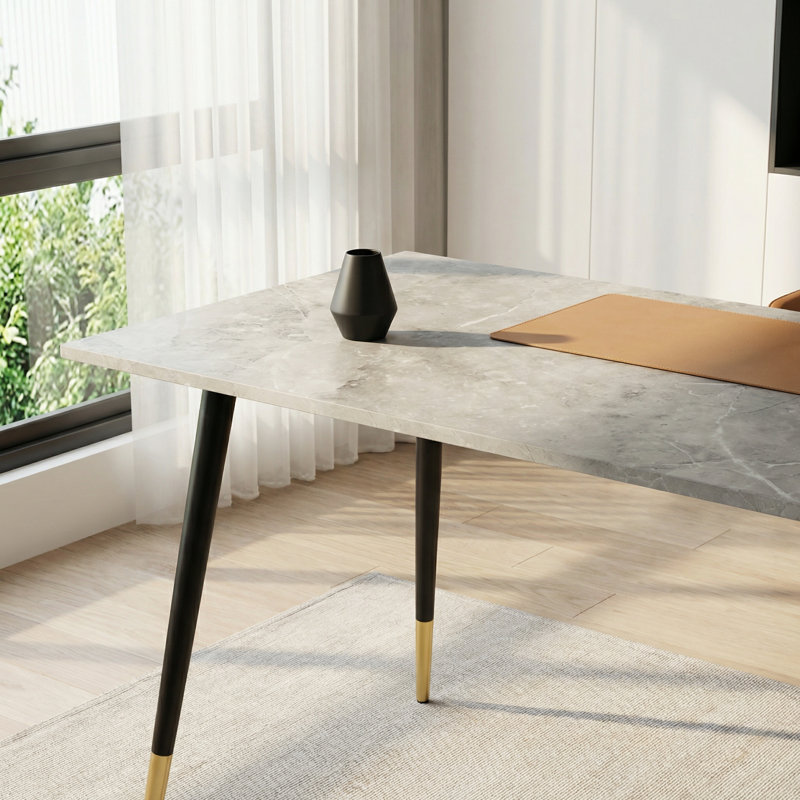 Bureau moderne en marbre blanc 51,18 ", Marbre blanc