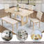 Ensemble de table de salle à manger 6 pièces avec banc, ensemble de table de cuisine rectangulaire en bois avec banc et 4 chaises rembourrées pour le salon, la cuisine, la salle à manger, la base en forme de U, chêne clair et beige