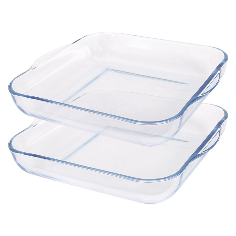 Argon Tableware Square Glass 2 Piece Baker Bakeware Set, 27.5cm x 30cm