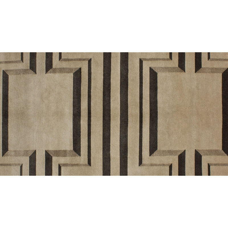 Geometric Area Rug in Black/Sand, Rectangle 9' x 12'