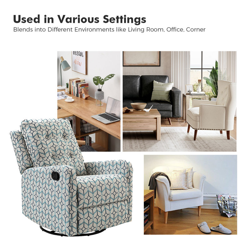 Hayti 27.2'' Wide Floral Manual Swivel Rocker Recliner (Set of 2), Ivory Polyester