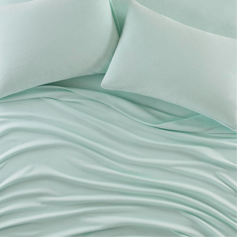Ensemble de 4 très grands draps en 100% molleton, douillet et ultra doux, boulochage sur le visage, drap plat, 2 taies d'oreiller ajustées, élastique pour matelas de 16 po, coffre-fort doux et confortable, surface, inclus, machine