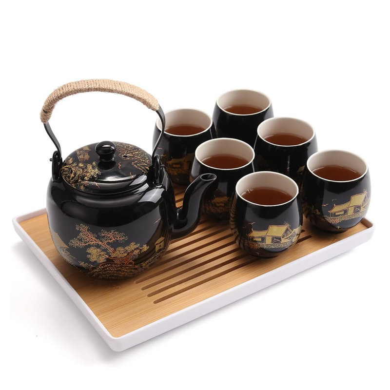 Norden Home Oriental Teapot Set, Black