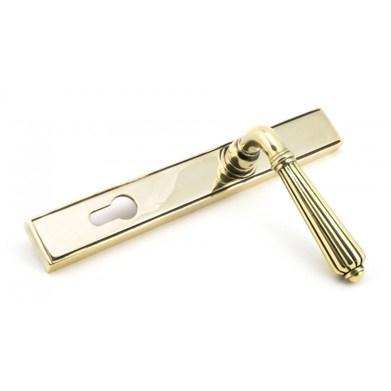 Hinton Lock Door Handle Kit, Aged Brass