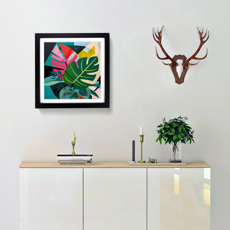 Tropical Leaf Suprematism No.6 - Framed Print, Black