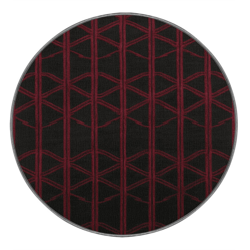 Machine Washable Trellis Gray Area Rug, Round 6'