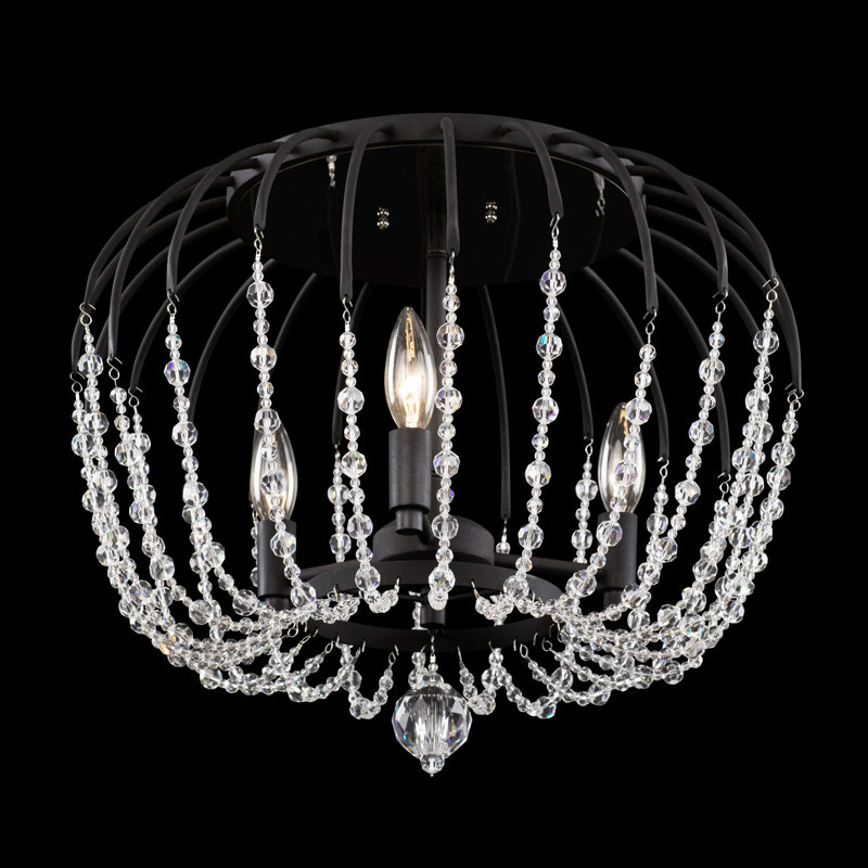 Voliere Semi-Flush Ceiling Light - 18.25"W - Matte Black, Matte Black
