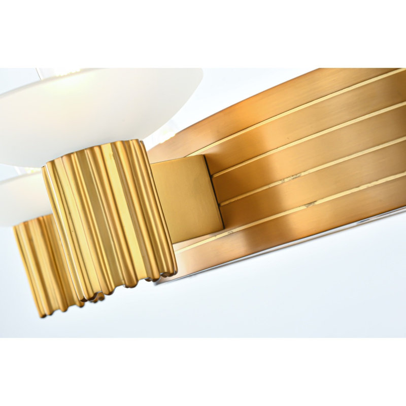 Lustre géométrique clair et unique Art-Deco Romano, Laiton brossé, Transparent, 50" Length x 50" Width x 60" Height