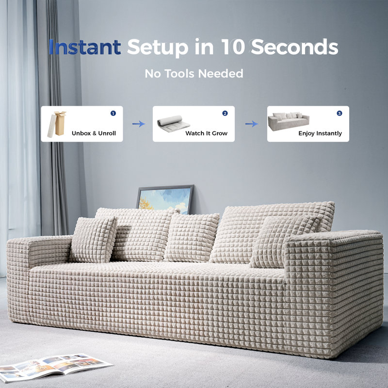 3 Seater Corduroy Sofa, Beige