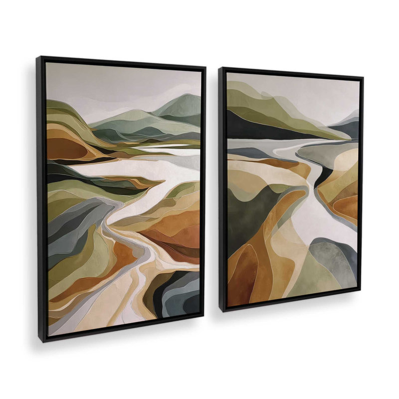 Golden Valley, ensemble de 2 impressions, 36 po x 24 po, Cadre flottant noir satiné
