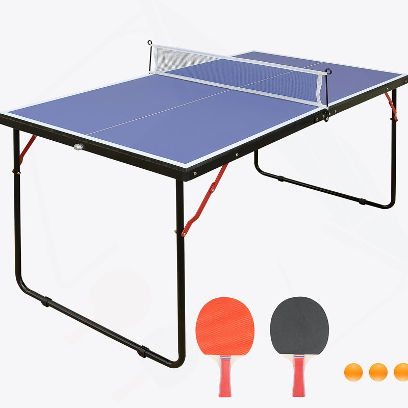 Table de ping-pong pliable et portable avec filet et 2 raquettes de ping-pong