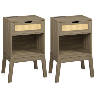Ensemble de tables de bout Anurima de 25,5 po de hauteur avec rangement et prises intégrées