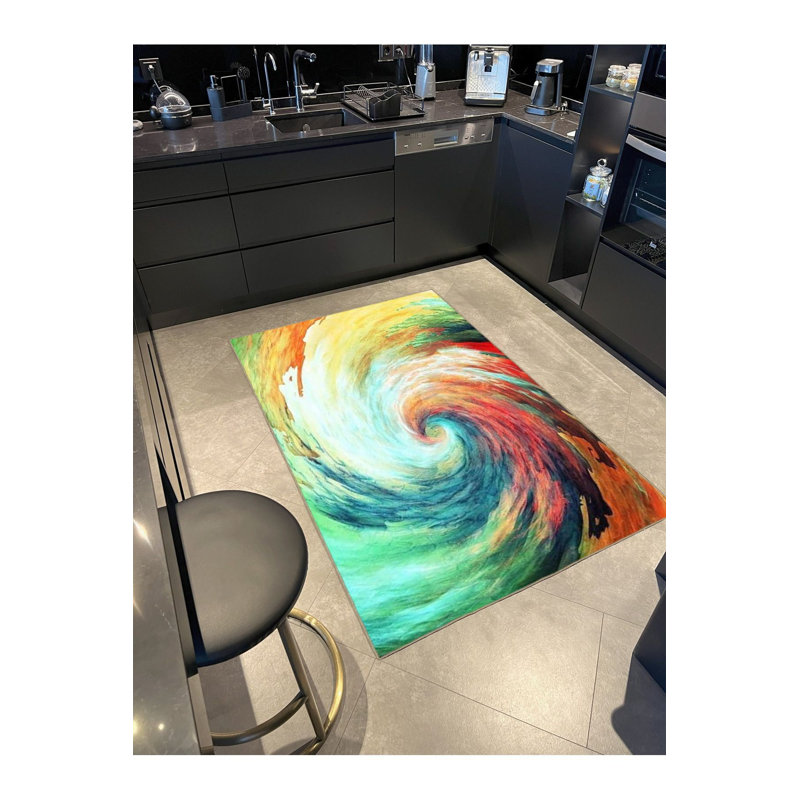 Patterned Woven Base Washable Rug, Square 3'3" Rug Pad Included