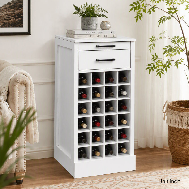 armoire de bar à vin 24 pièces brun noyer, Blanc