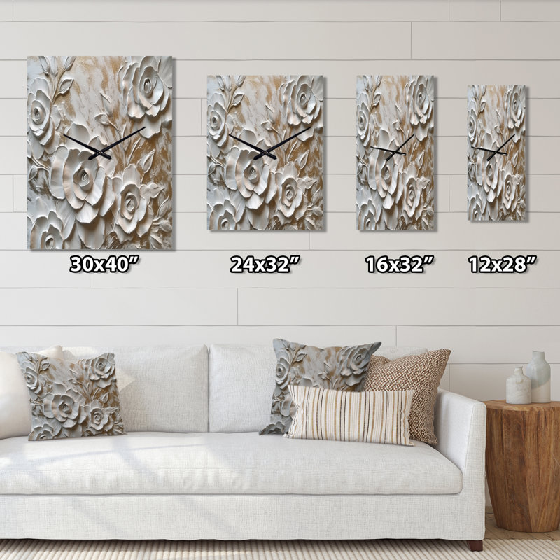 Roses en fleurs - Horloge murale moderne, Grand