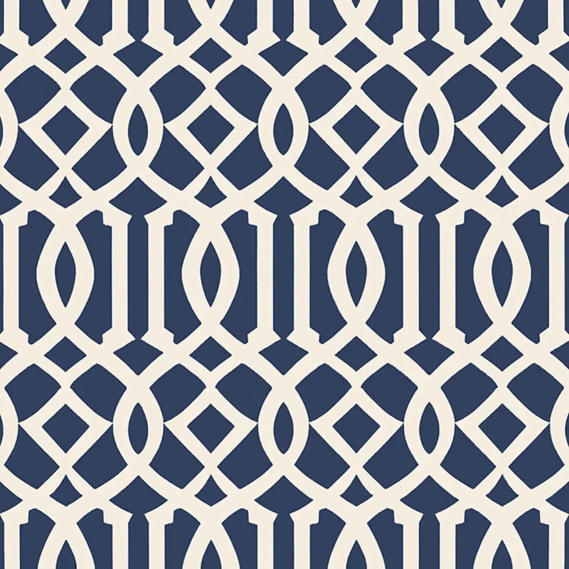 Imperial Trellis II Wallpaper, Ivory/Navy