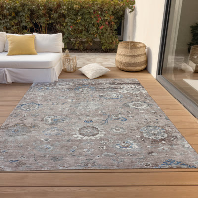 Tapis taupe Christain ACN1374 intérieur / extérieur lavable à la machine