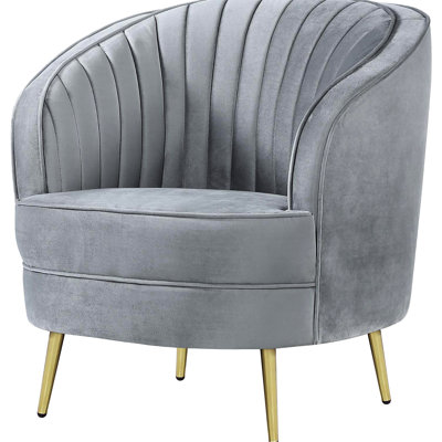 Chaise moderne en velours gris avec base dorée, chaise rembourrée élégante et pratique, structure en tissu
