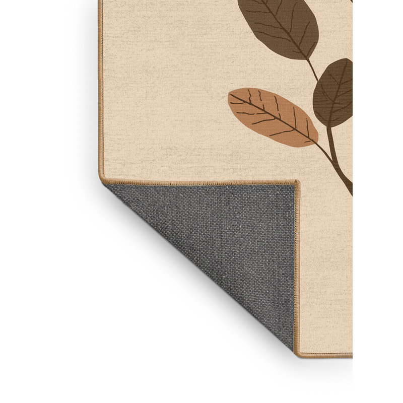 Soft Plush Findley Thanksgiving Modern & Contemporary Abstract Area Rug in Beige – LightBrown Binding, 3x5