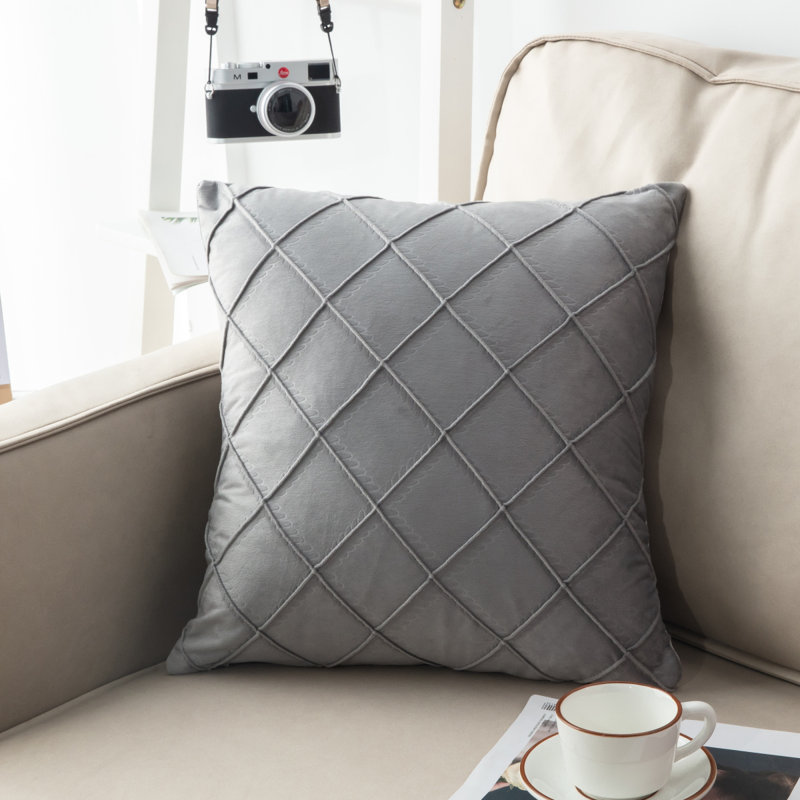 Ensemble de 2 taies décoratives carrées 18 "x 18", Gris, H 20 po x l 20 po