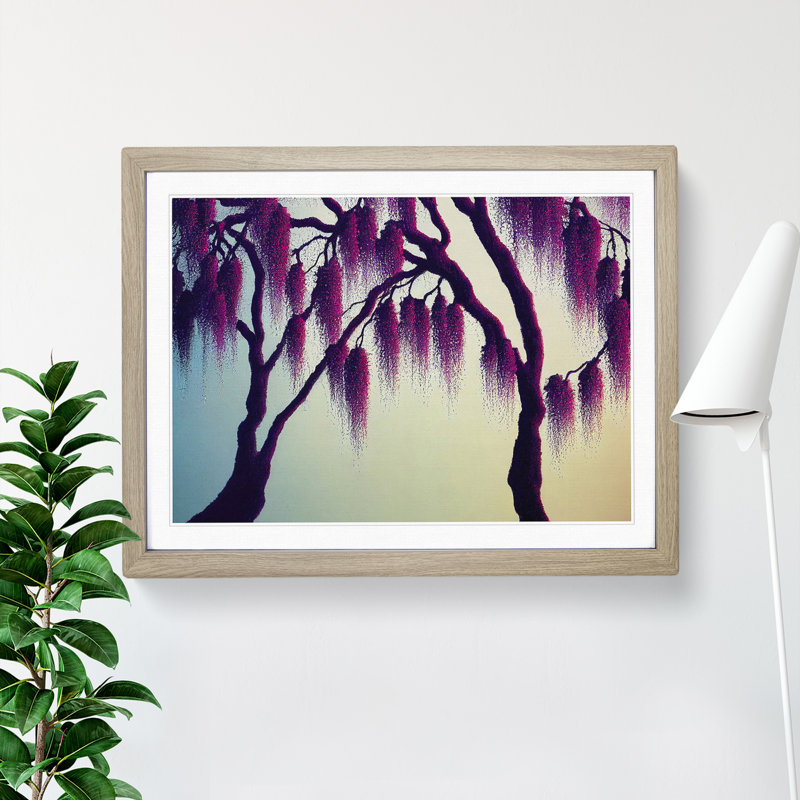 Dashing Weeping Willow Trees - Single Picture Frame Print, 46cm H x 64cm W x 2cm D, Oak Framed