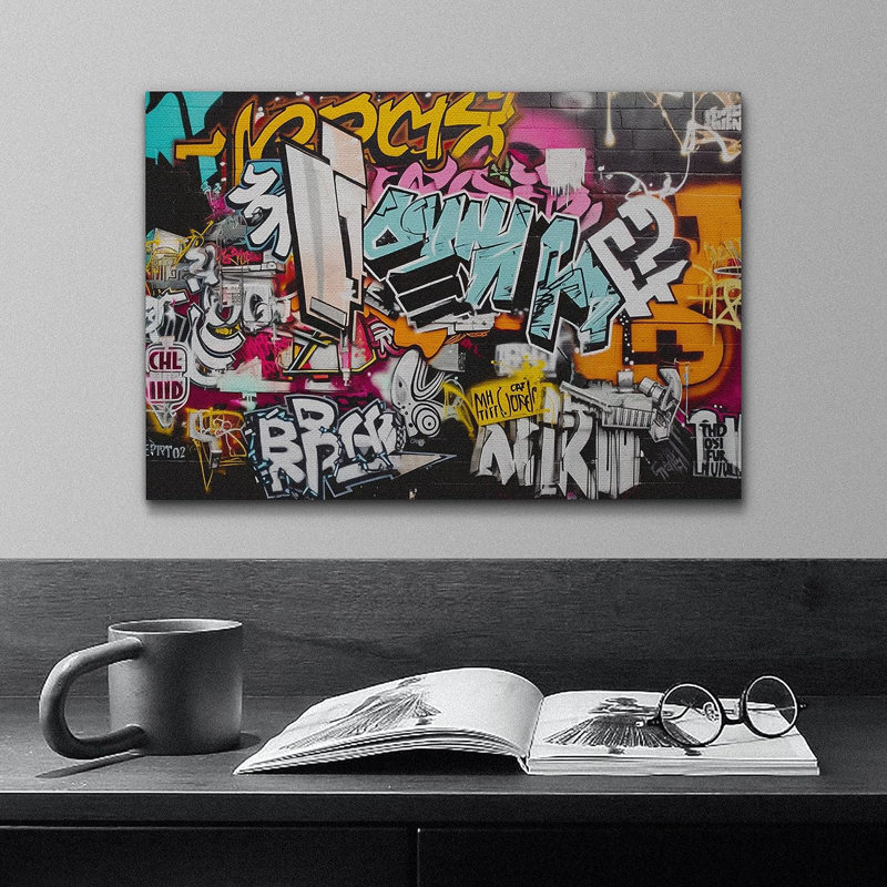 Caricature de noms d'anime sur toile, impression, Toile tendue, H 32 po x l 48 po x P 1,5 po