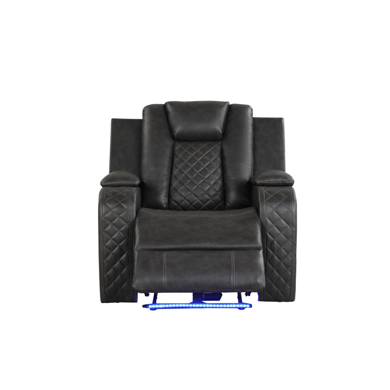 Senol 38'' Faux Leather Reclining Chair, Gray Faux Leather
