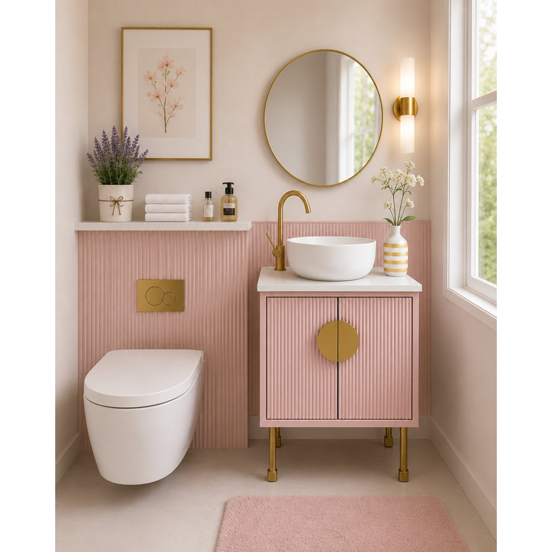 Florence pink matte bathroom vanity 