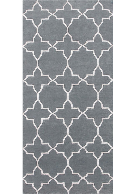 Alhambra Handmade Silk and Wool Geometric Area Rug, Rectangle 3' x 5'
