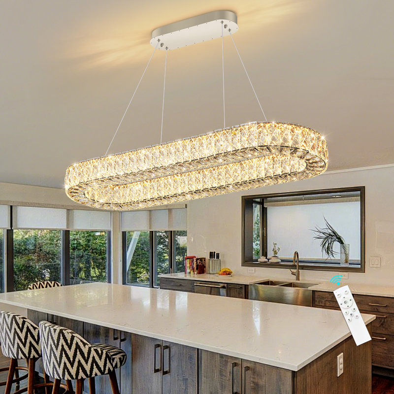 Lustre moderne pour salle à manger, 39.3" Long, Silver