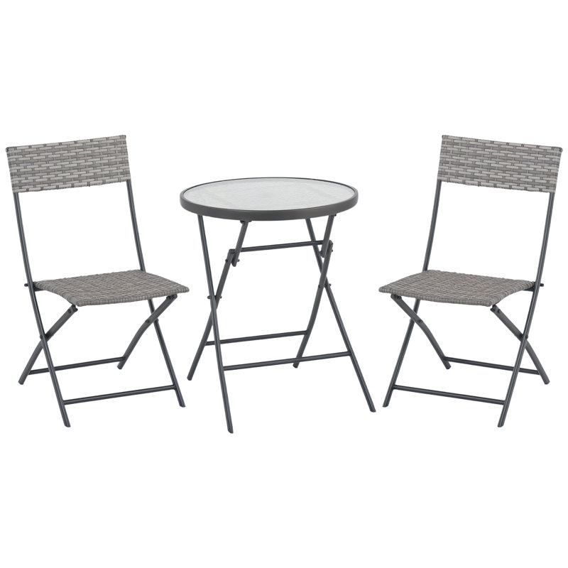 Rosio 2 - Person Patio Dining Set with Round Table, Grey