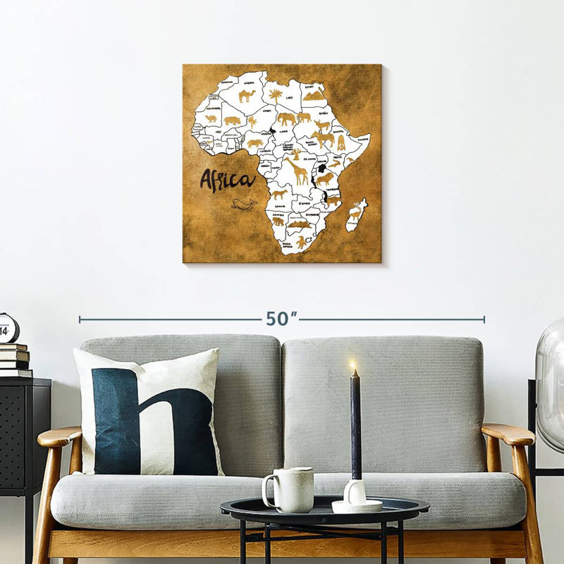Carte d'Afrique Aliaz, H 24 po x l 24 po