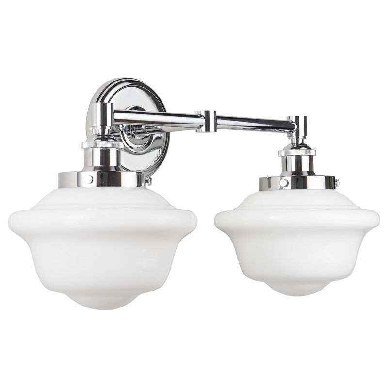 Éclairage pour meuble-lavabo à 2 lumières à intensité variable Sille, Chrome poli, Lait