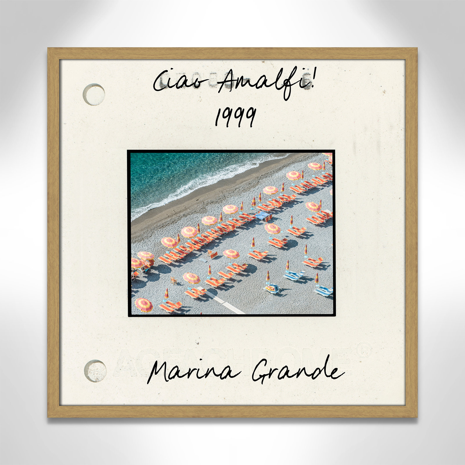 Travel Slide Collection "Amalfi, Italy - Marina Grande" Print, Natural Single Picture Framed Paper