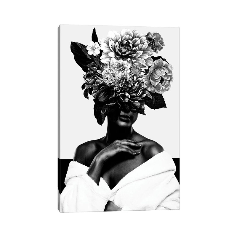 Woman With Flower II In Black And White by Danilo De Alexandria - Wrapped Canvas Gallery-Wrapped Canvas Giclée