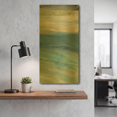 'From The Shore 4' By Albena Hristova Gold Metal Wall Art, 12" x 24"