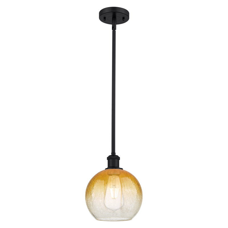 Mini luminaire suspendu à tige 1 lumière 8 po Ballston - Lamorteau, Ambre, Noir mat