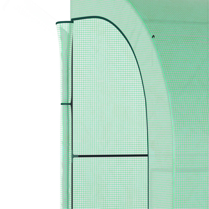 10' X 5' X 7' Lean To Greenhouse, Walk - In Green House, Plant Nursery With 2 Roll - Up Doors And Windows, PE Cover And 3 Wire Shelves, Green