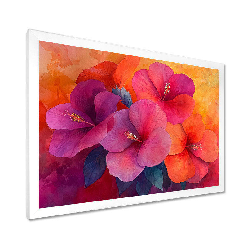 Hibiscus Vivid Hues, H 30 po x l 40 po, Reproduction encadrée d'une seule photo, Blanc