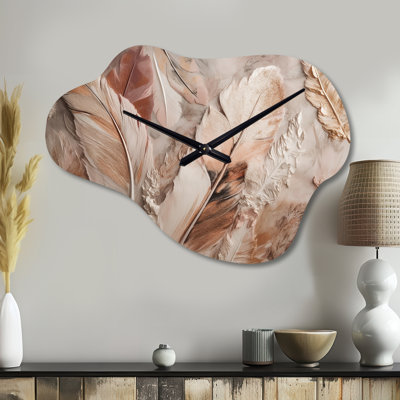 Horloge murale de plumes glamour en métal Stepney