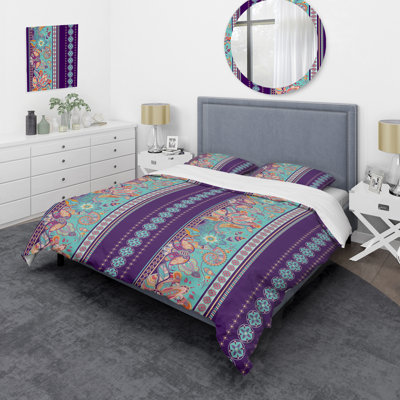 Ensemble de housse de couette en microfibre mauve / bleu 3 pièces