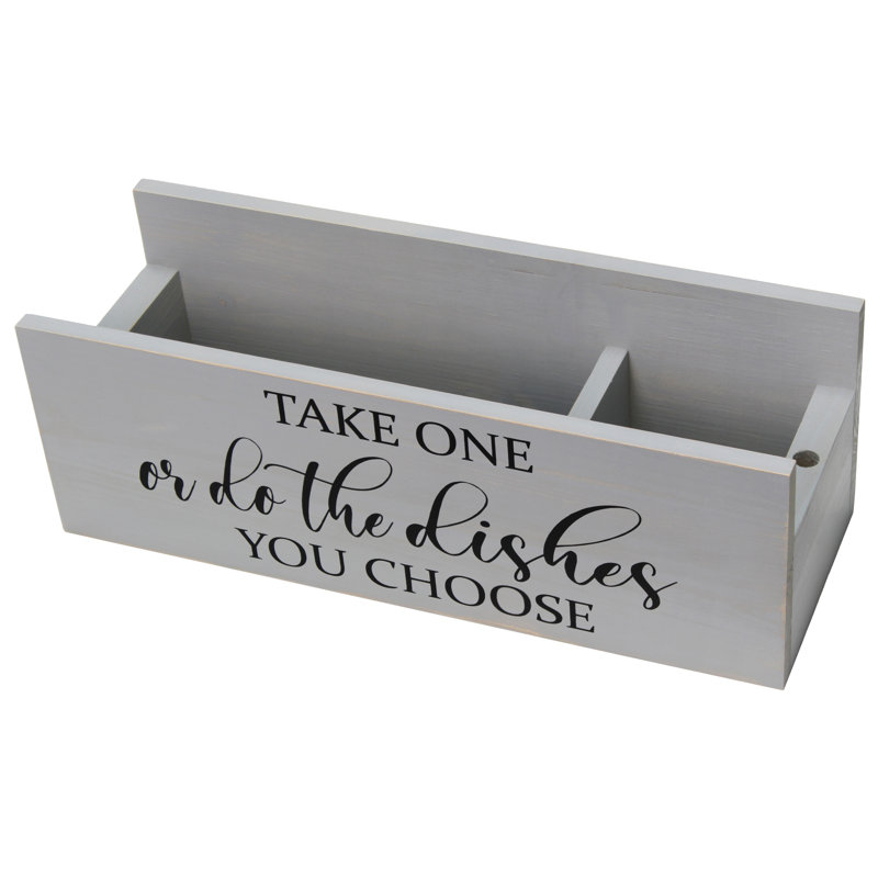 Wood Rectangle Flatware Caddy, Grey Wash