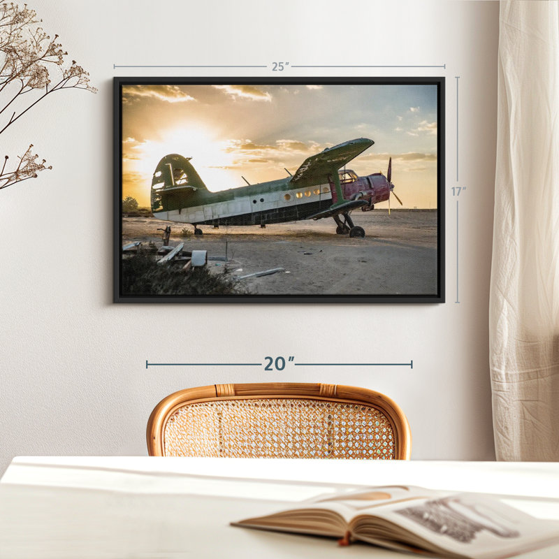 "Art mural ancien avion", H 17 po x l 25 po