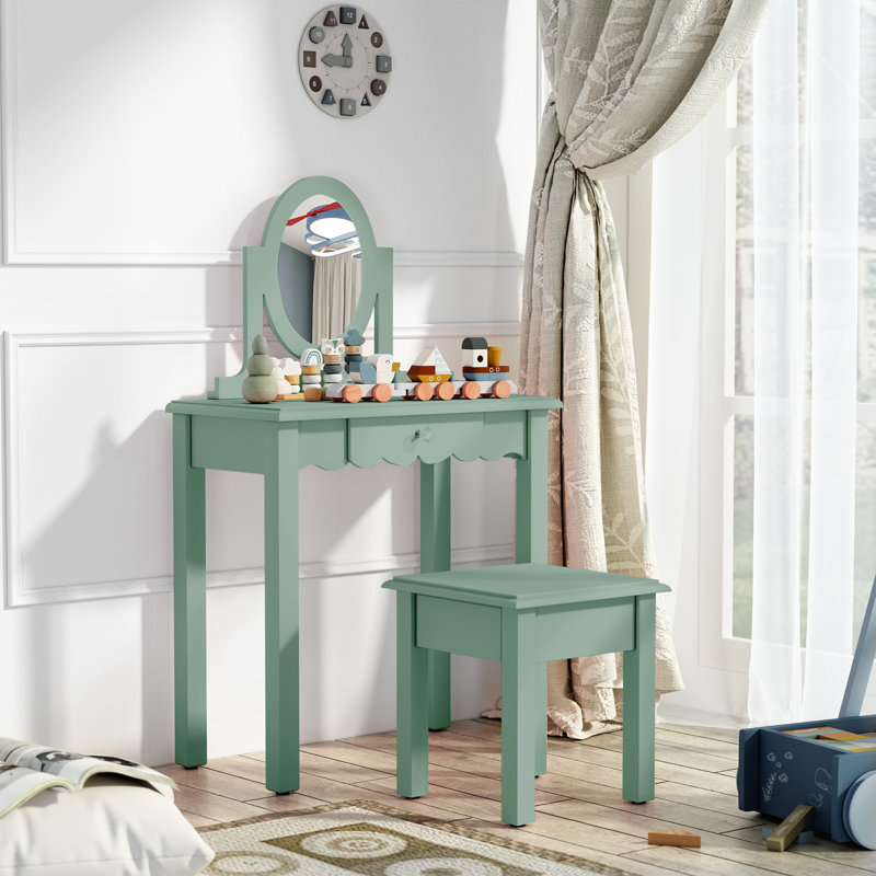 HLR Kids Vanity Makeup and Study Table, Green