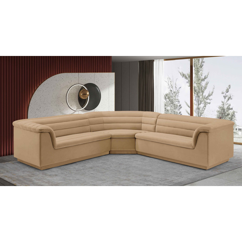 Canapé modulaire rembourré 148 po Iyaunna, Velours brun clair