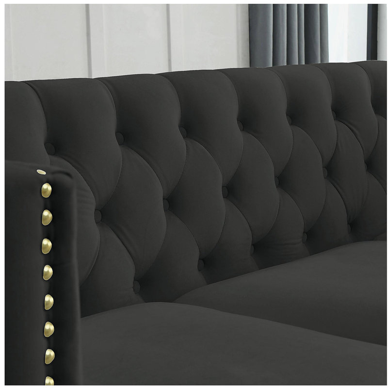 3-seater + 2-seater Combination sofa.BLACK VELVET