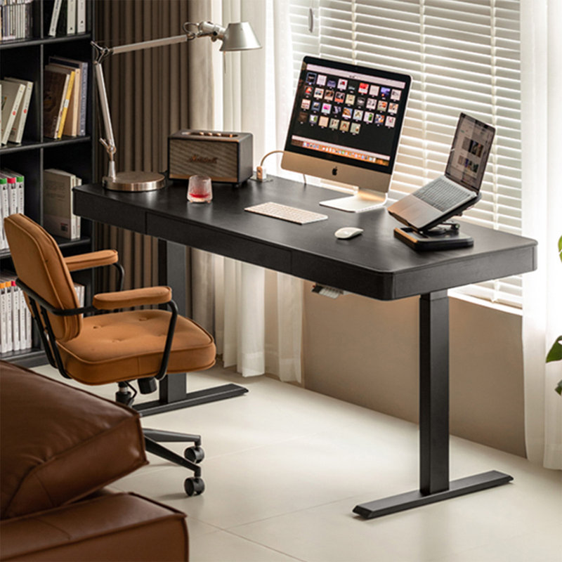 Bureau rectangulaire en bois massif noir
